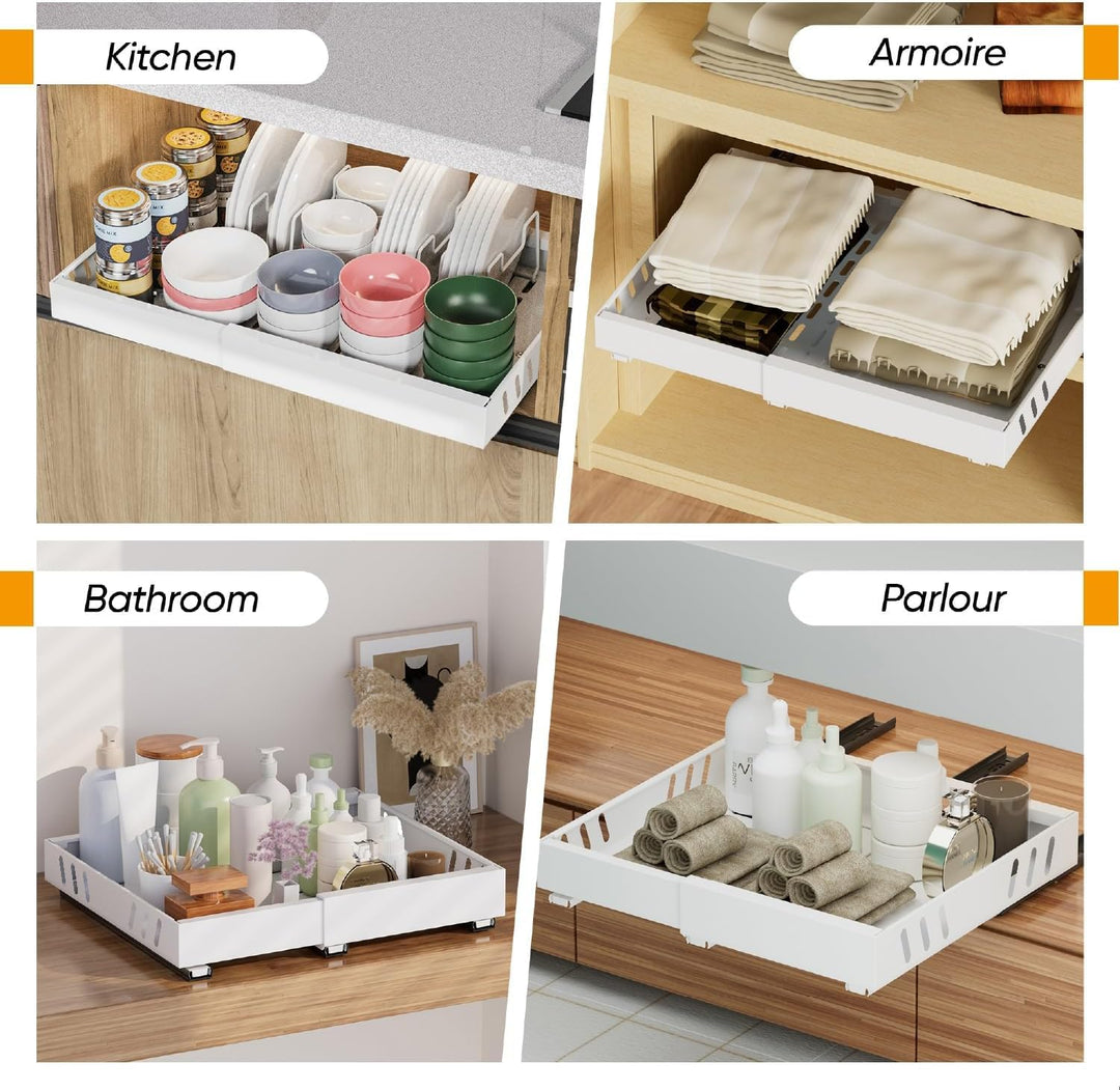 Ausziehbare Schrankschublade Küche 2er-Set selbstklebend 32-53 cm - Bild 8