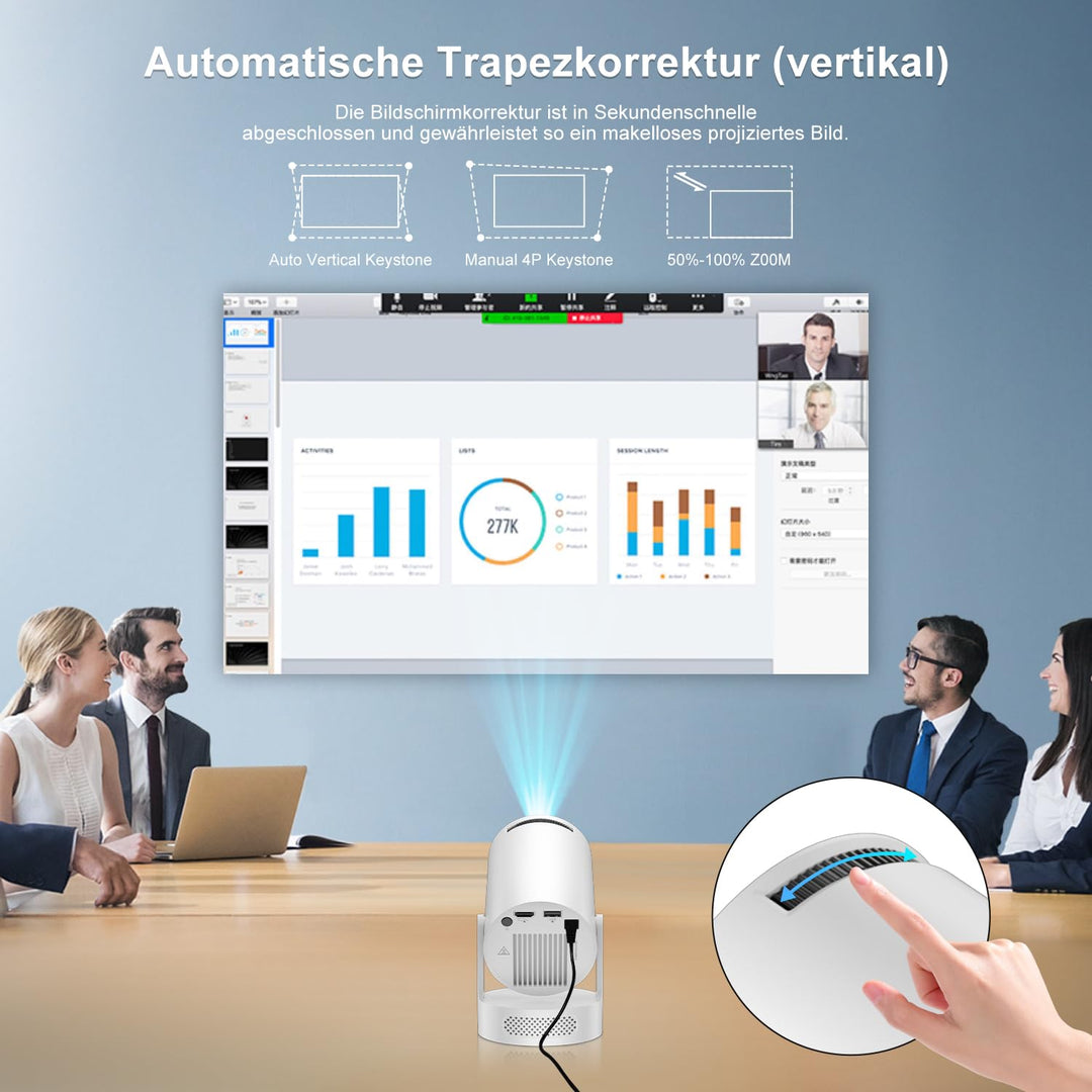 Mini Beamer 4K Android 14 WiFi6 mit Auto-Trapezkorrektur 0,4 kg - Bild 6