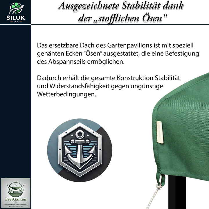 Ersatzdach Gartenpavillon 3x3 m Panama PVC 370 g/m² wasserdicht - Bild 4