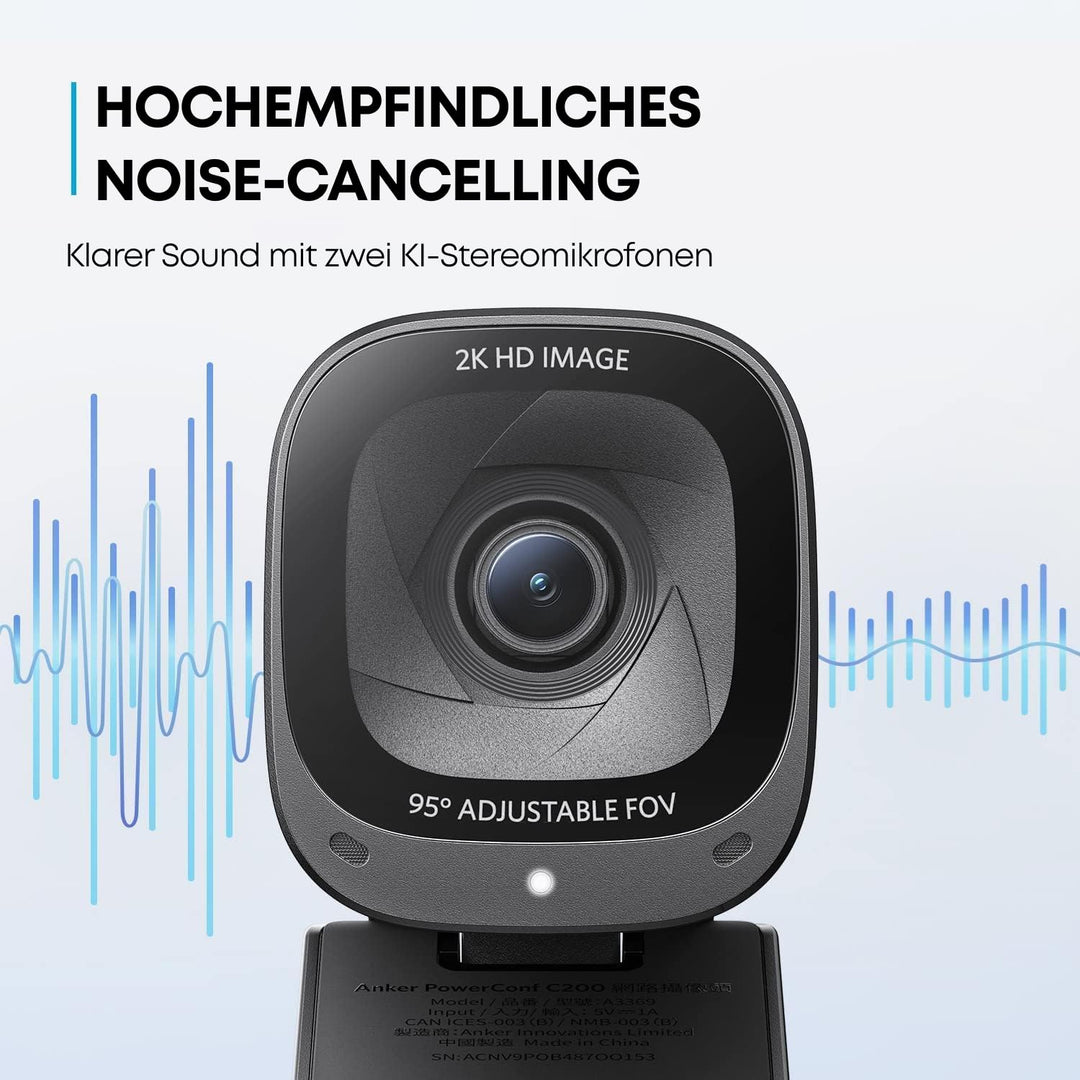 USB-Webcam 2K mit Stereo-Mikrofon, 3 Sichtfelder, Sichtschutz - Bild 6