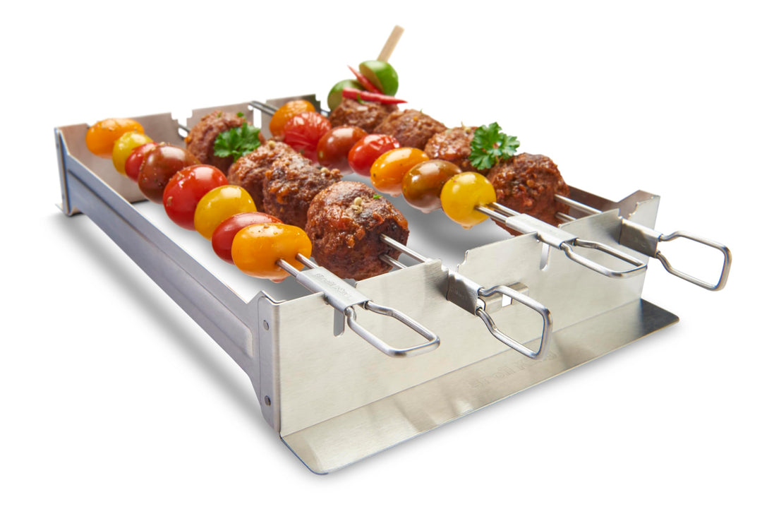 Spiessgestell für Grill Edelstahl mit 4 Doppelspiessen 30,5 cm - Bild 2
