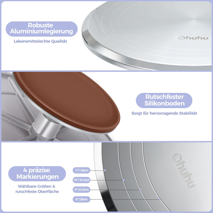Drehteller Torte Aluminium 30 cm mit Teigschaber-Set - Bild 5