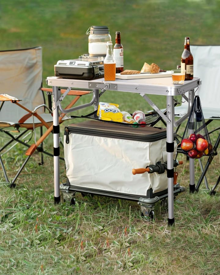 Campingtisch klappbar höhenverstellbar Aluminium 60x40 cm mit Netzablage - Bild 2