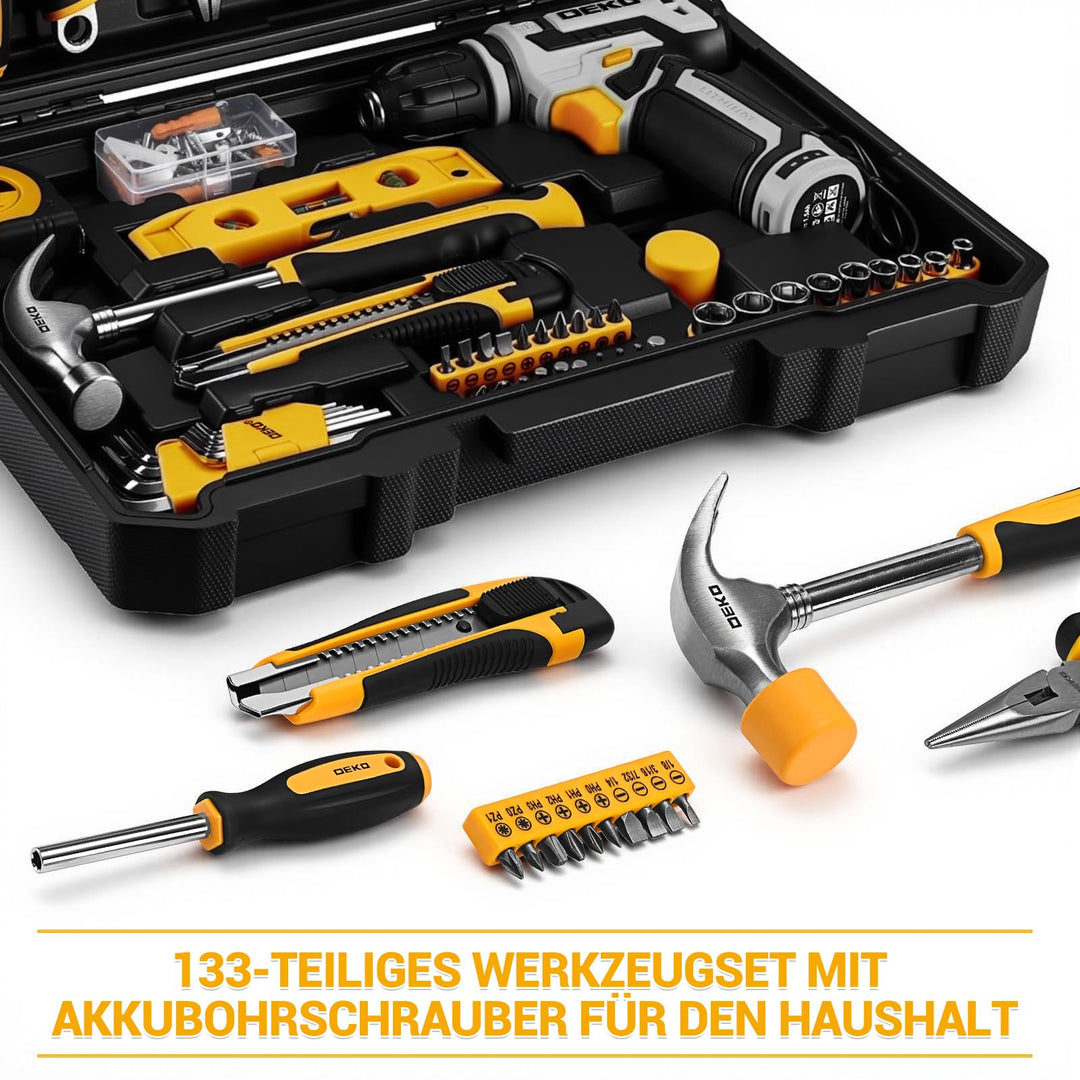 Werkzeugkoffer 133-teilig mit 12V Akkuschrauber für Heimwerker - Bild 5