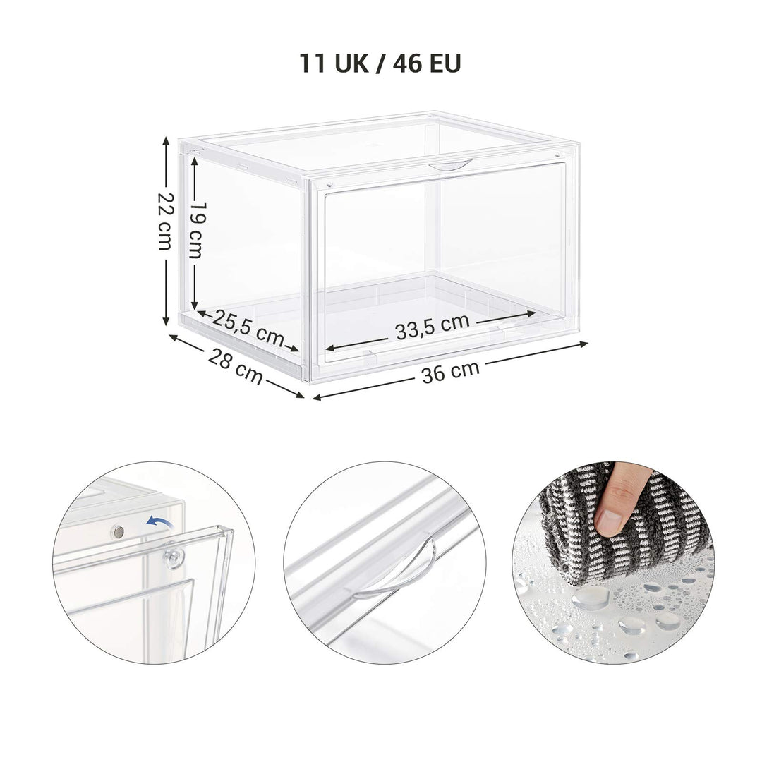 Schuhboxen stapelbar transparent 6er Set 36x28x22 cm - Bild 5