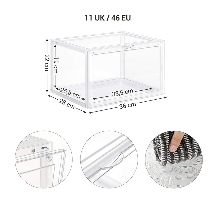 Schuhboxen stapelbar transparent 6er Set 36x28x22 cm - Bild 5
