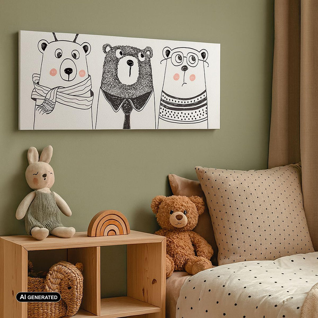 Leinwandbild Schwarz-Weiss Kindermotiv 120x50 cm aufhaengefertig - Bild 3