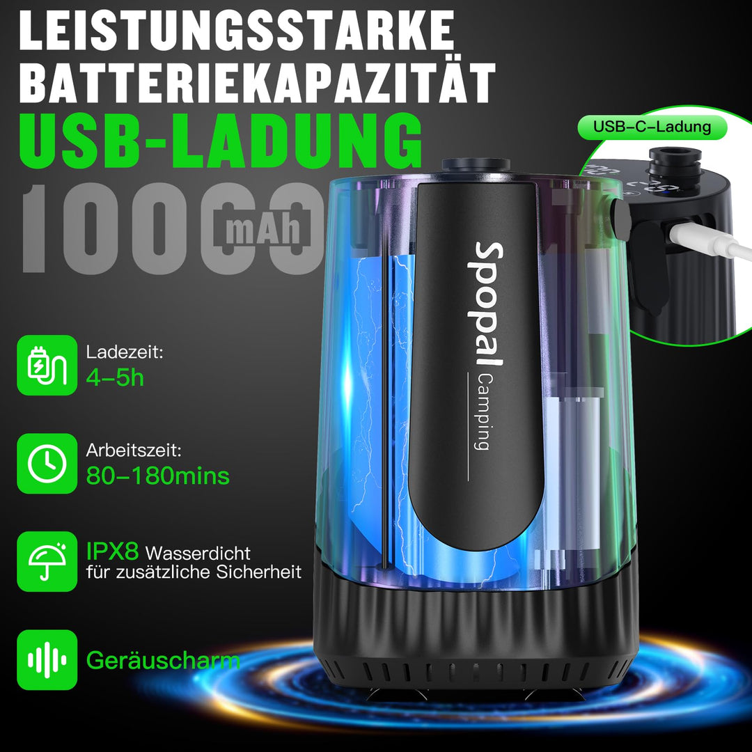 Campingdusche mit Pumpe 10000mAh IPX8 5-stufig tragbar - Bild 2