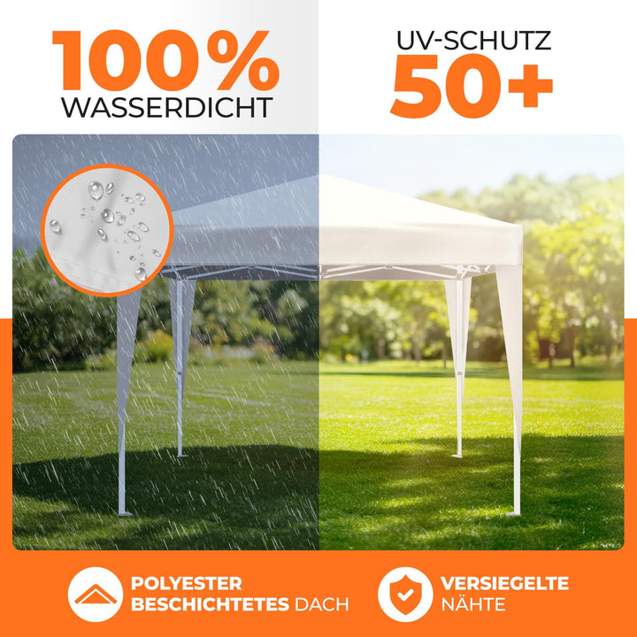 Faltpavillon 3x3 m wasserdicht UV50+ Stahl champagner Pop-Up - Bild 3