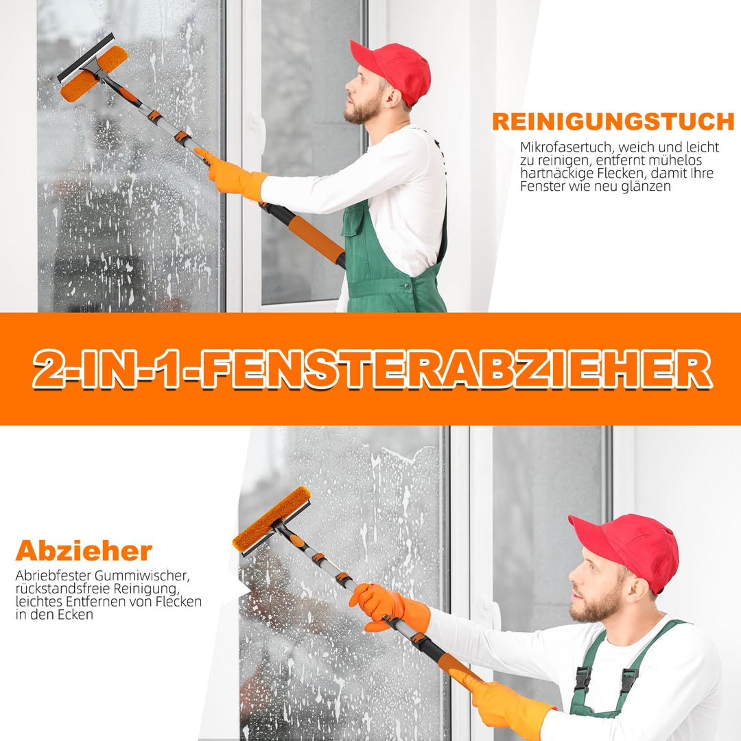 Fensterputzer Teleskop 2-in-1 mit Abzieher, 1,5–7,2 m, drehbarer Kopf - Bild 6