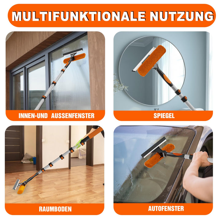 Fensterputzer Teleskop 2-in-1 mit Abzieher, 1,5–7,2 m, drehbarer Kopf - Bild 3