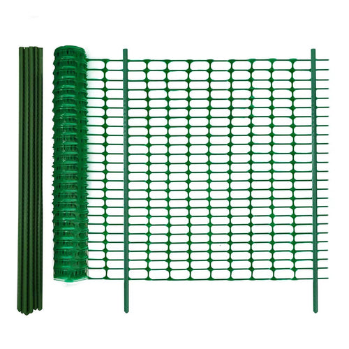 Kunststoffzaun HDPE 1m hoch 30m lang mit 25 Stahlpfählen Tier- und Gartenzaun