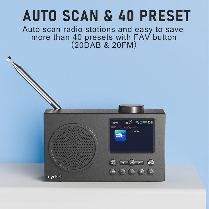 DAB+ Radio tragbar mit Bluetooth 5.0 und Dual-Wecker 2,4-Zoll-Display - Bild 6