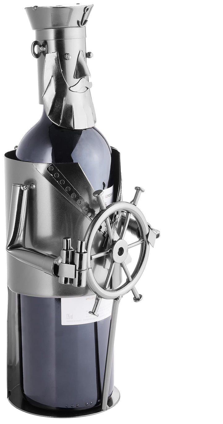 Weinflaschenhalter Kapitän Metall Deko-Figur mit Grußkarte - Bild 3