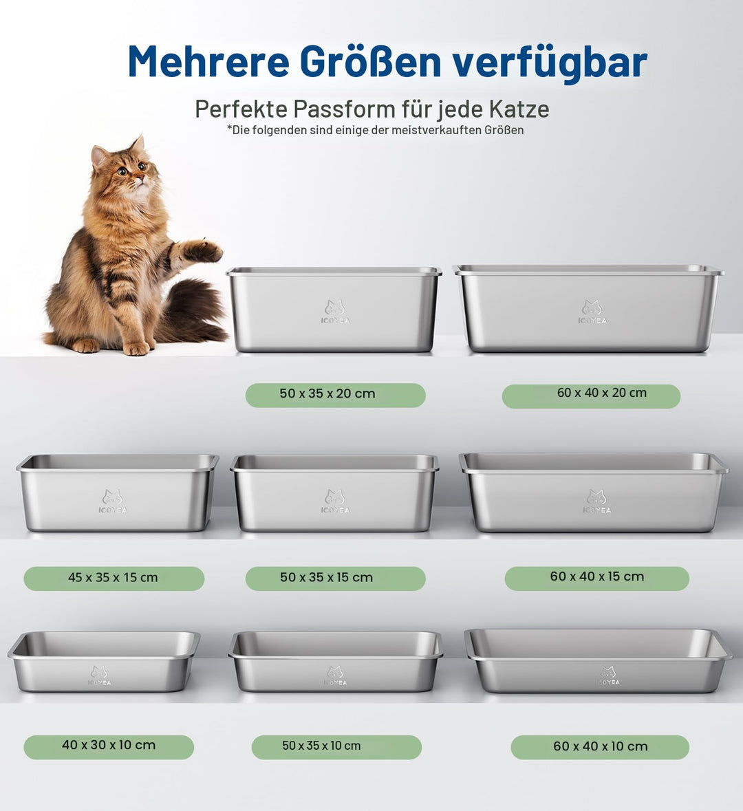 Katzentoilette Edelstahl offen XXL 60x40x20 cm antihaftbeschichtet - Bild 4