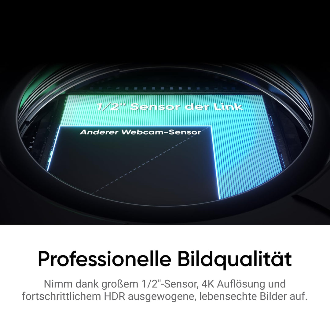 4K Webcam mit 1/2"-Sensor, KI-Tracking &amp; Stativ-Bundle für PC/Mac - Bild 2