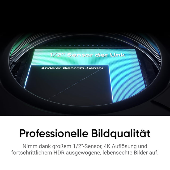 4K Webcam mit 1/2"-Sensor, KI-Tracking &amp; Stativ-Bundle für PC/Mac - Bild 2