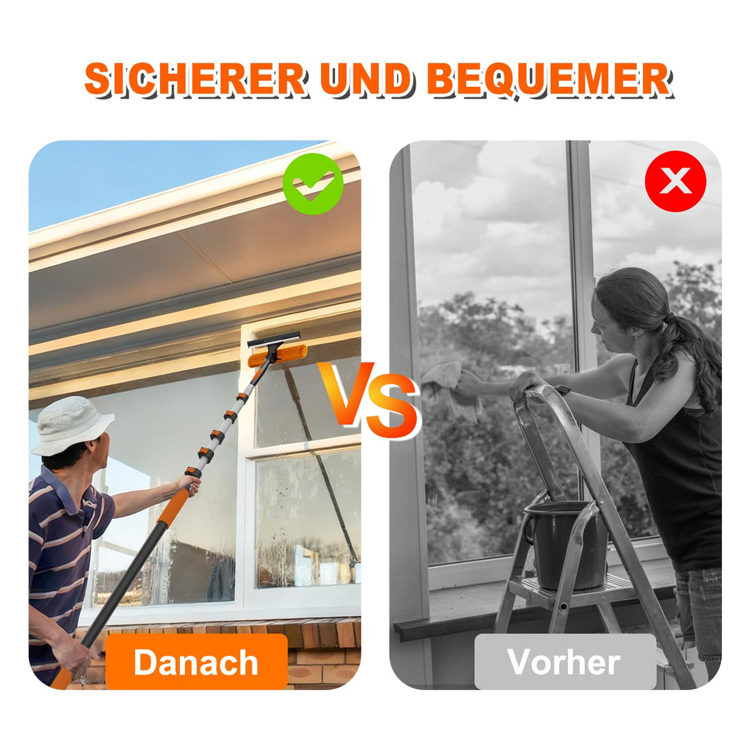Fensterputzer Teleskop 2-in-1 mit Abzieher, 1,5–7,2 m, drehbarer Kopf - Bild 5