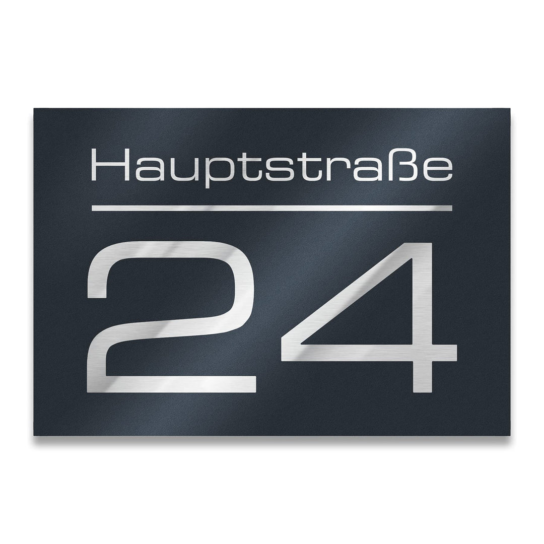 Hausnummernschild mit Gravur Anthrazit-Grau 250x175 mm individuell