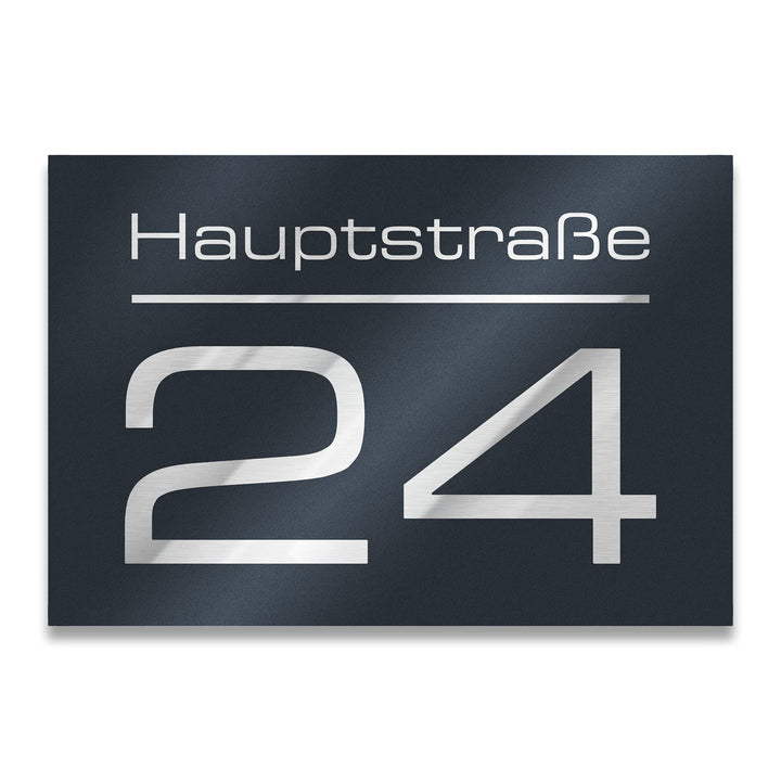 Hausnummernschild mit Gravur Anthrazit-Grau 250x175 mm individuell