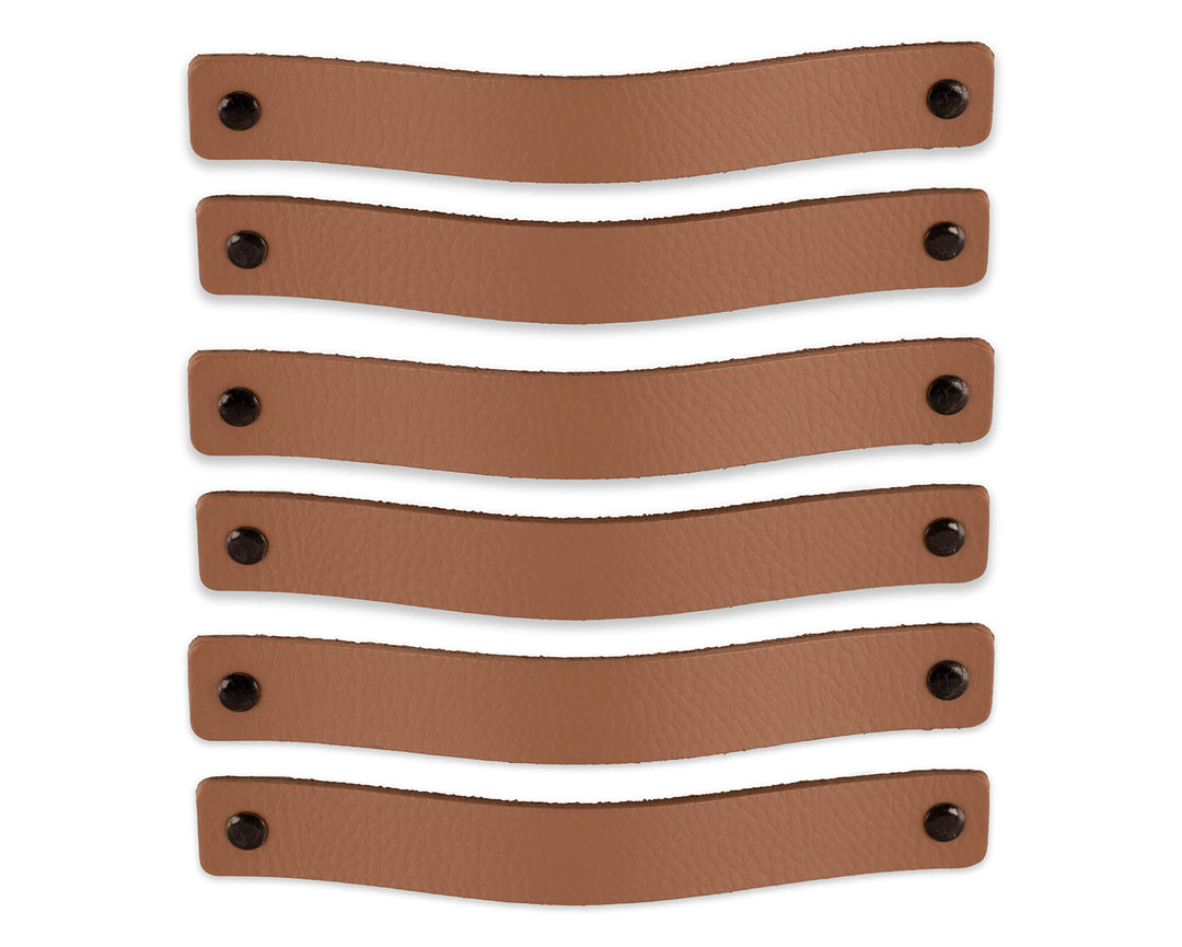 Möbelgriffe Leder Taupe 20 cm – 6er Set mit Schrauben