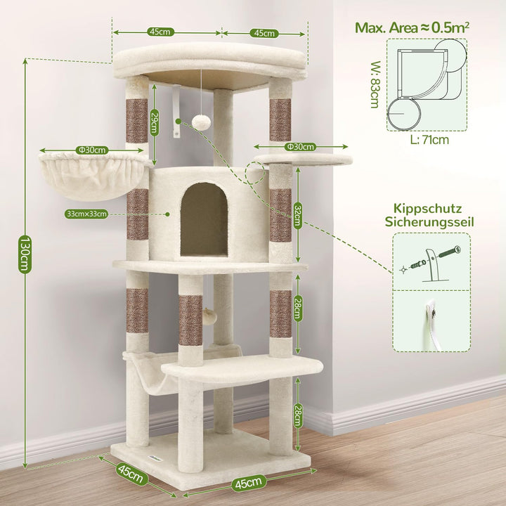 Eck-Kratzbaum mit Hängematte, Höhle und Plattform für 2–4 Katzen - Bild 2