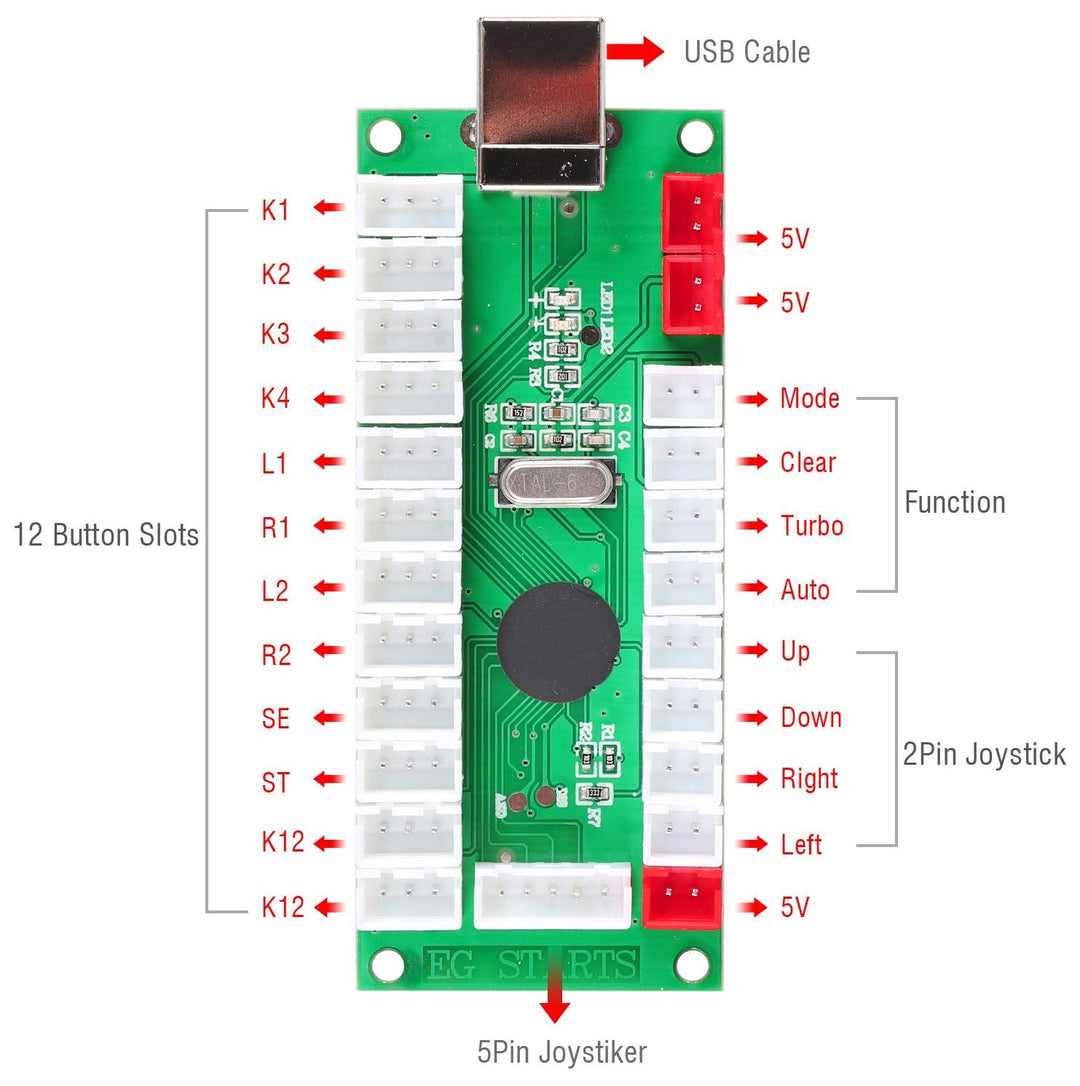 Arcade Schrank DIY Set 2 Spieler 8-Wege-Joystick LED Tasten - Bild 2
