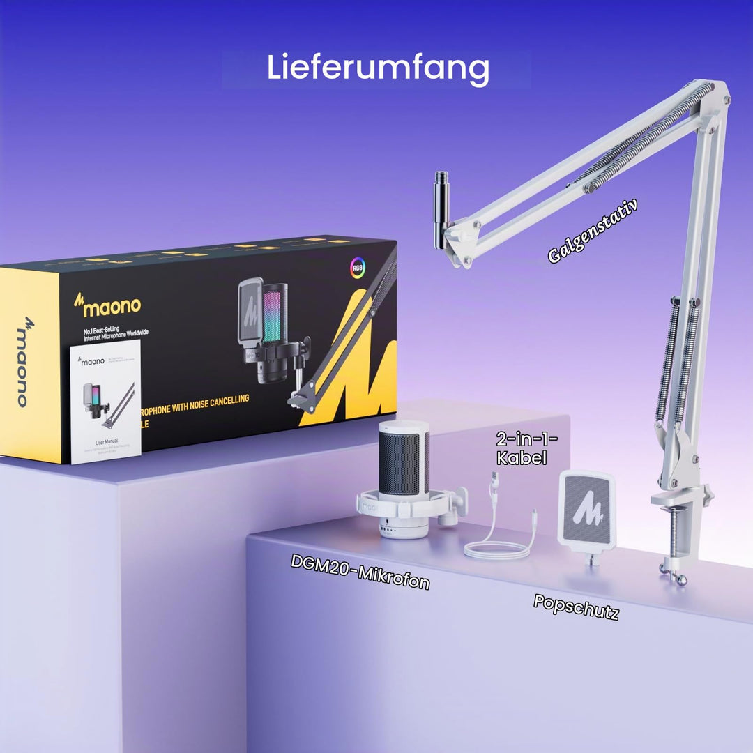 Gaming Mikrofon USB mit RGB, Nierencharakteristik, Galgenarm &amp; Pop-Filter - Bild 9