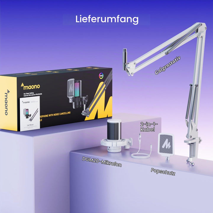 Gaming Mikrofon USB mit RGB, Nierencharakteristik, Galgenarm &amp; Pop-Filter - Bild 9