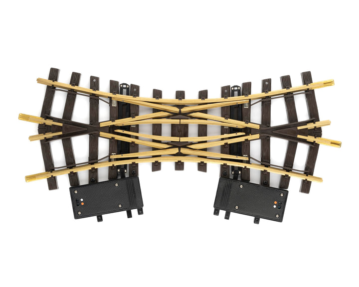 Doppelkreuzweiche elektrisch Spur G 22,5° Messing 375 mm Gartenbahn