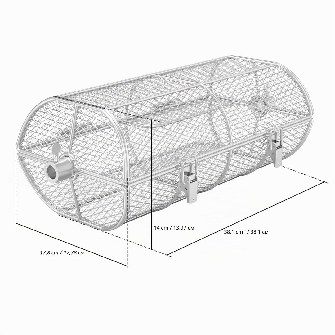 Grillkorb Drehspieß Edelstahl universal für Rotisserie-Grill - Bild 2
