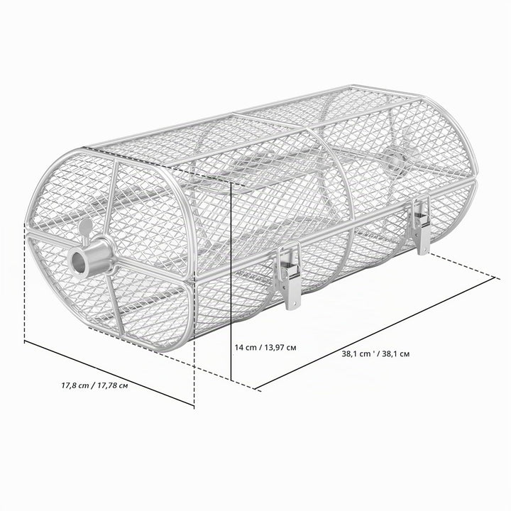 Grillkorb Drehspieß Edelstahl universal für Rotisserie-Grill - Bild 2