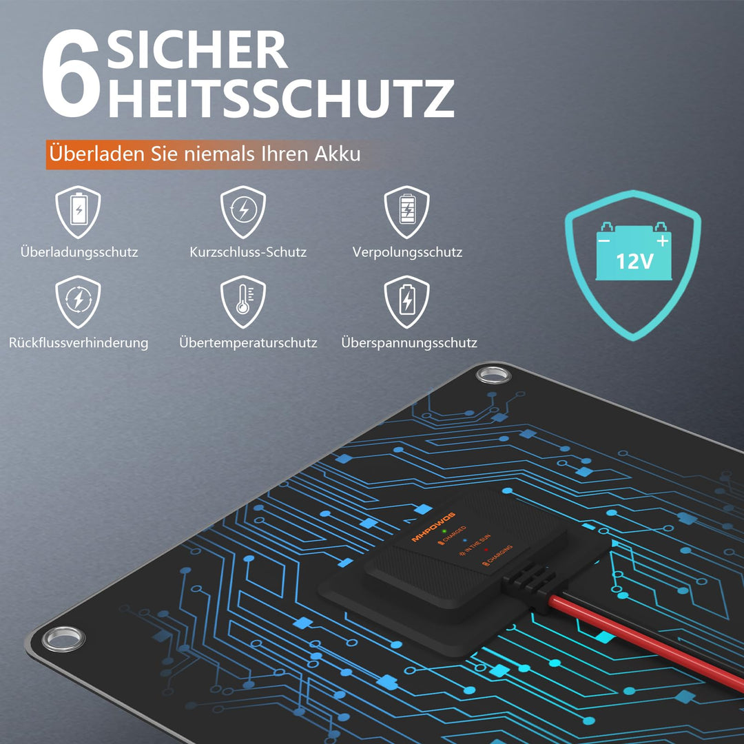 Solarpanel 50W 12V monokristallin mit Laderegler für Autobatterien - Bild 5