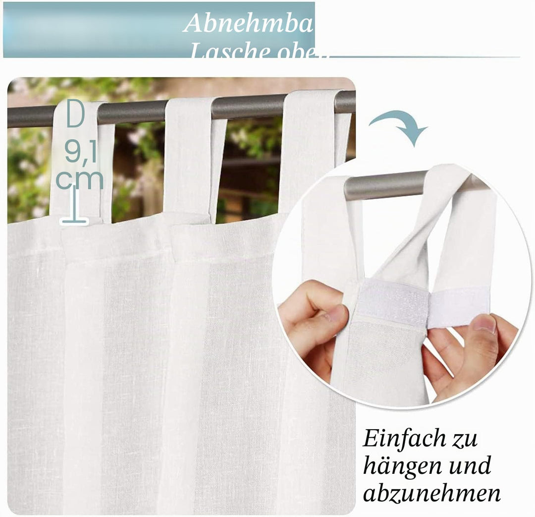 Outdoor-Vorhänge Leinen wasserdicht 132x240 cm 2er-Set Weiss - Bild 2