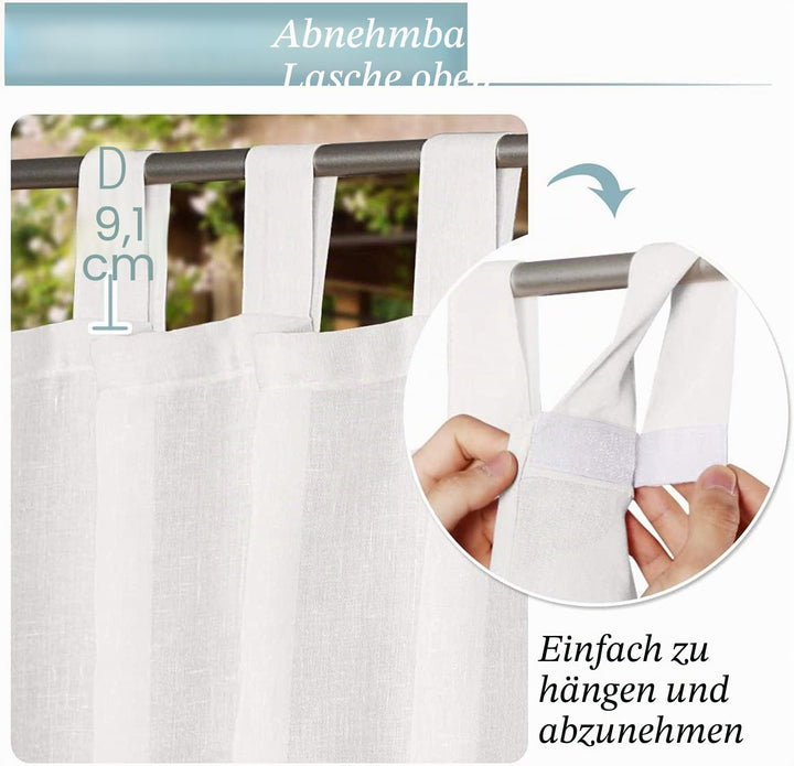 Outdoor-Vorhänge Leinen wasserdicht 132x240 cm 2er-Set Weiss - Bild 2