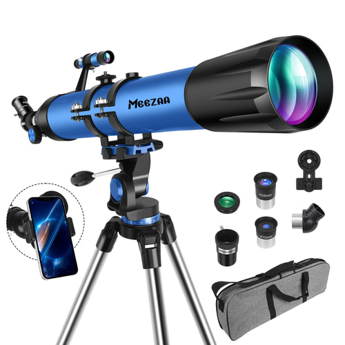 Refraktor Teleskop 90mm Blende 800mm Brennweite mit Stativ für Anfänger