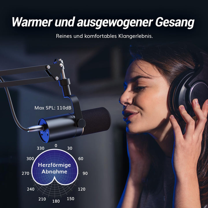 Dynamisches Podcast-Mikrofon XLR/USB mit Arm Nierencharakteristik - Bild 2