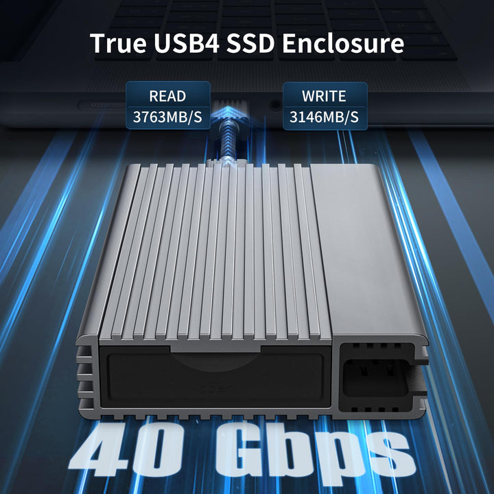 M.2 NVMe SSD Gehäuse USB4 40Gbps Aluminium werkzeuglos - Bild 2