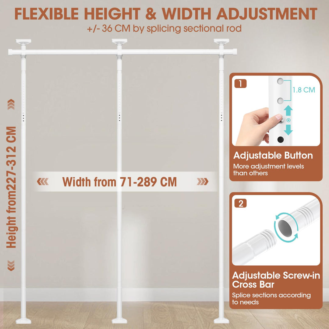 Raumteiler Gardinenstange freistehend höhenverstellbar 227–312 cm - Bild 2