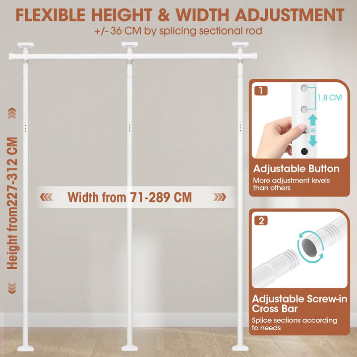 Raumteiler Gardinenstange freistehend höhenverstellbar 227–312 cm - Bild 2
