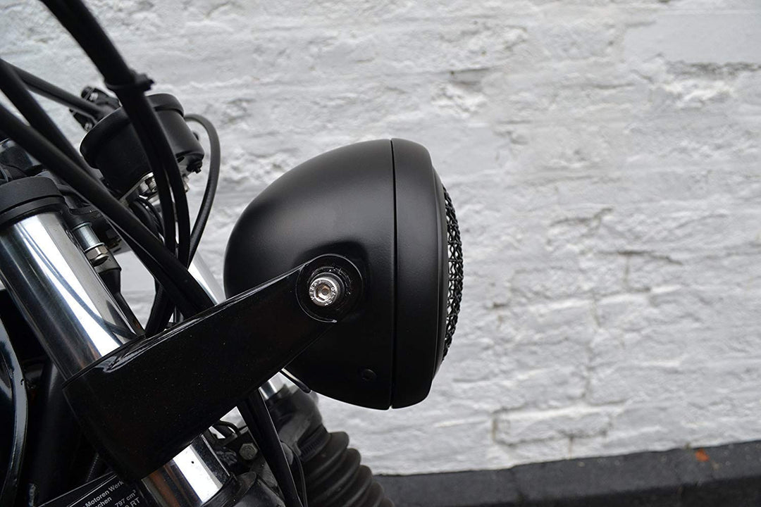 Motorrad-Scheinwerfer 6 Zoll Stahl mit Netzgrill H4 55W Cafe Racer - Bild 7