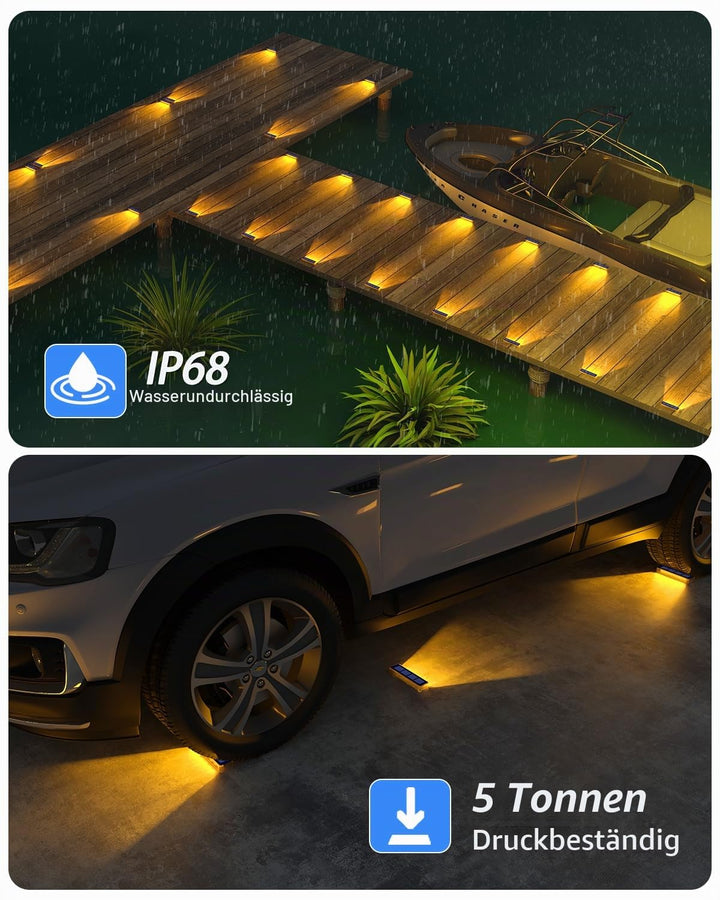 Solar Bodenleuchten Aussen IP68 Warmweiss 8er-Set fuer Treppen - Bild 3