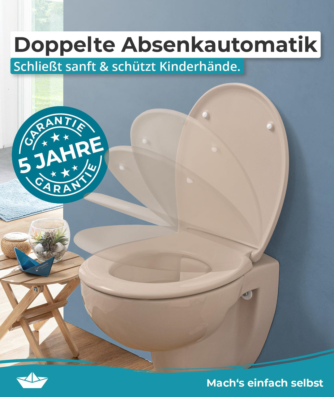 WC Sitz oval Duroplast Beige-Bahamabeige mit Absenkautomatik 250 kg - Bild 3