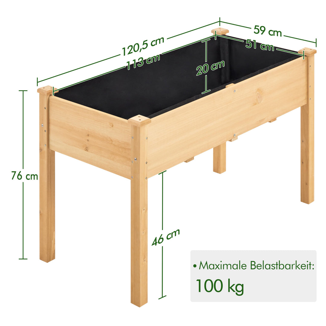 Hochbeet Tannenholz FSC-zertifiziert 120x59x76 cm mit Einlegetasche - Bild 3