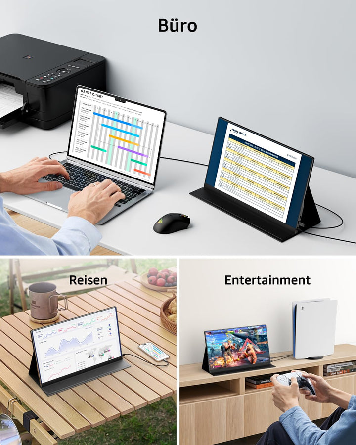 Tragbarer Monitor 15,6 Zoll FHD IPS USB-C HDMI für Laptop PS5 Xbox - Bild 8