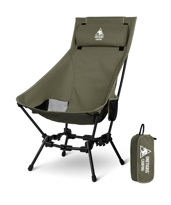 Campingstuhl faltbar Aluminium 125 kg Hochlehner mit Nackenkissen