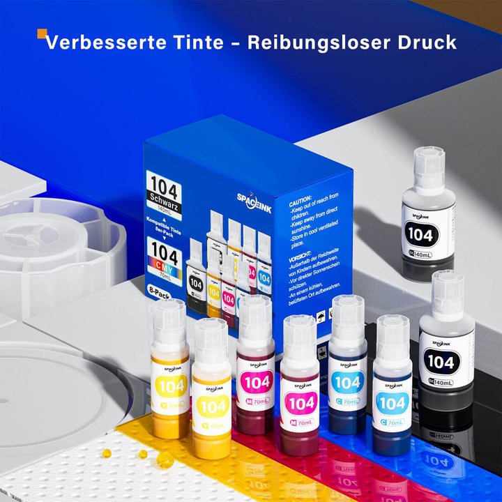 Tintenflaschen 104 Multipack 2 Sätze kompatibel für Epson EcoTank - Bild 7