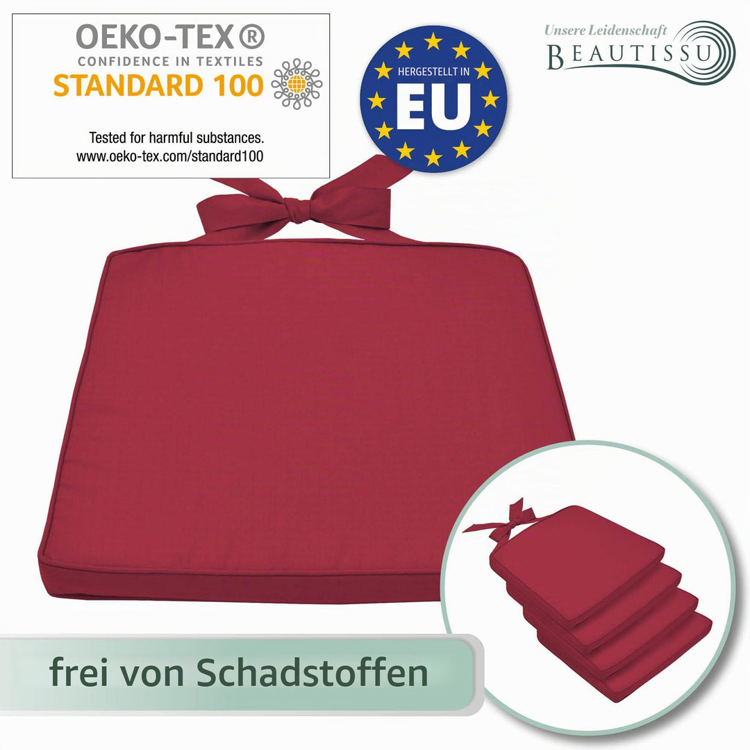 Sitzkissen Outdoor 4er-Set Polyester 45x40x5 cm für Gartenstühle - Bild 9