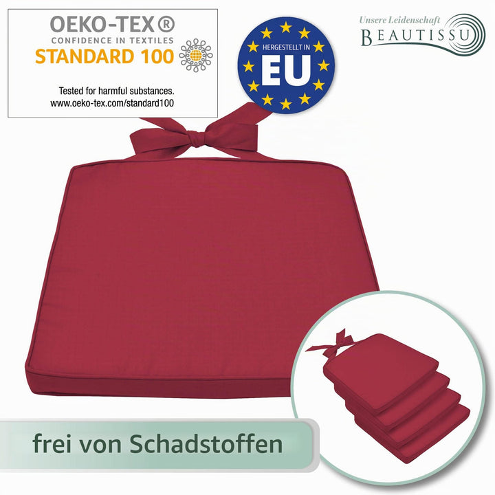 Sitzkissen Outdoor 4er-Set Polyester 45x40x5 cm für Gartenstühle - Bild 9