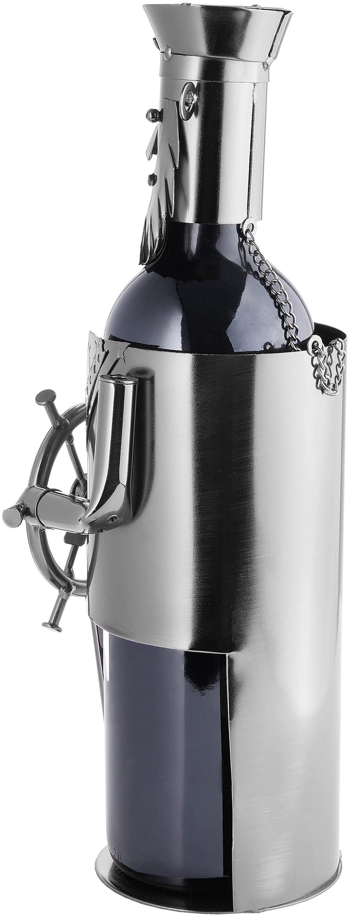 Weinflaschenhalter Kapitän Metall Deko-Figur mit Grußkarte - Bild 4
